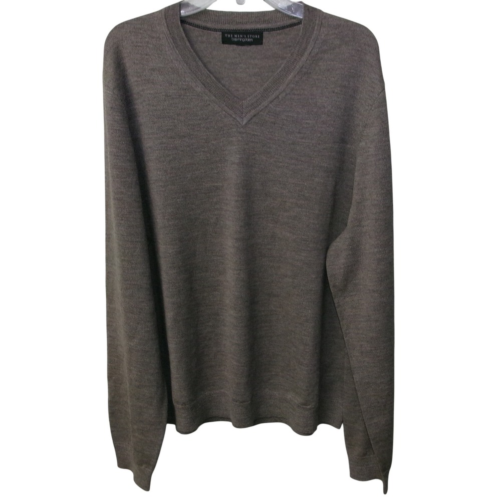 The Men's Store Bloomingdale's Taupe Brown V-Neck Fine Knit Sweater XXL